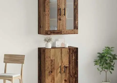 Bufet cu raft Pe perete cu depozitare cu ușă Lemn vechi Mediu Lemn compozit - 1/5