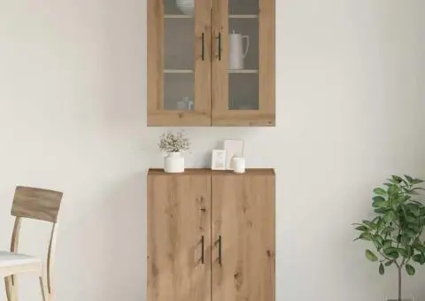 Bufet stejar artizanal Set de două piese Lemn compozit - 4/5