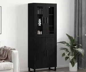 vidaXL Bufet cu raft Stejar negru 69.5 x 34 x 90 cm Lemn compozit