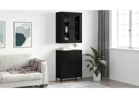 Bufet cu raft Stejar negru 69.5 x 34 x 90 cm Lemn compozit - 4/5