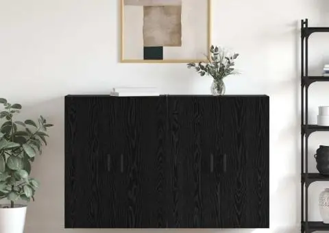 Mobilier cu Montaj pe Perete cu raft cu depozitare cu ușă 2 pcs Stejar negru - 1/5