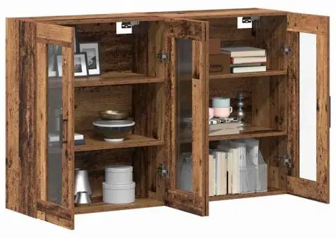 Dulapuri de perete - 2 bucăți din lemn vechi, 69.5 x 34 x 90 cm, lemn prelucrat - 3/5