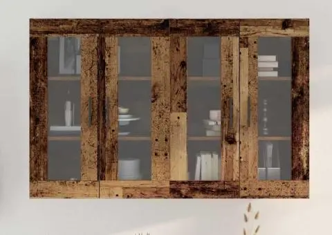 Dulapuri de perete - 2 bucăți din lemn vechi, 69.5 x 34 x 90 cm, lemn prelucrat - 4/5