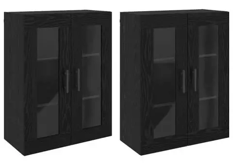 Mobilier cu Montaj pe Perete cu raft Pe perete cu depozitare cu ușă 2 pcs Stejar negru - 2/5