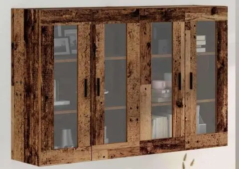 Dulapuri de perete , 2 piese, lemn vechi, 69.5 x 34 x 90 cm, lemn prelucrat - 1/5