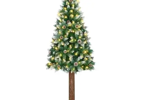 Brad de Crăciun subțire cu 300 LED-uri Verde 210 cm PVC - 1/5