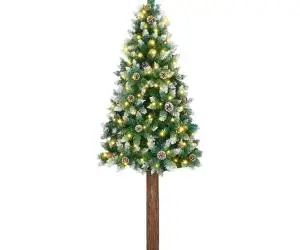 vidaXL Brad de Crăciun subțire cu 300 LED-uri Verde 210 cm PVC