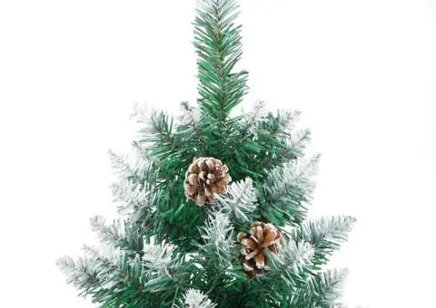 Brad de Crăciun subțire cu 300 LED-uri Verde 210 cm PVC - 4/5