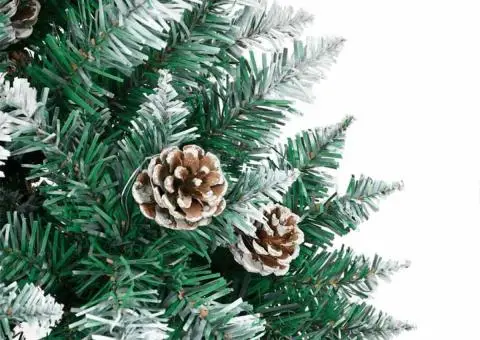 Brad de Crăciun subțire cu 300 LED-uri Verde 210 cm PVC - 5/5