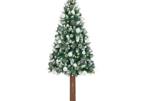 Brad de Crăciun Slim LED-uri și Set de Bile Verde 210 cm PVC - 1/5