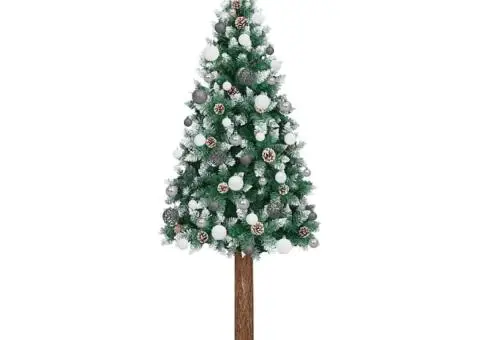 Brad de Crăciun Slim LED-uri și Set de Bile Verde 210 cm PVC - 2/5