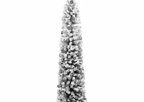 Brad de Crăciun slim cu 300 LED-uri și set de bile cu zăpadă acoperită verde 240 cm - 3/5