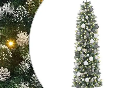 Copac Artificial Slăb de Crăciun Verde 180 cm PVC - 2/5