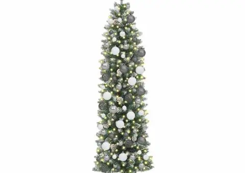 Copac Artificial Slăb de Crăciun Verde 180 cm PVC - 3/5