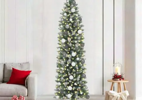 Copac Artificial Slăb de Crăciun Verde 210 cm PVC și Plastic - 1/5