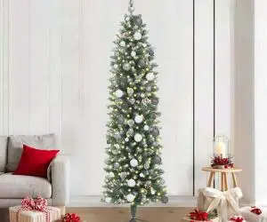 vidaXL Copac Artificial Slăb de Crăciun Verde 210 cm PVC și Plastic