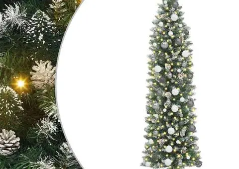 Copac Artificial Slăb de Crăciun Verde 210 cm PVC și Plastic - 2/5