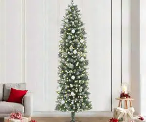 vidaXL Copac Artificial Slăb de Crăciun Verde 240 cm PVC