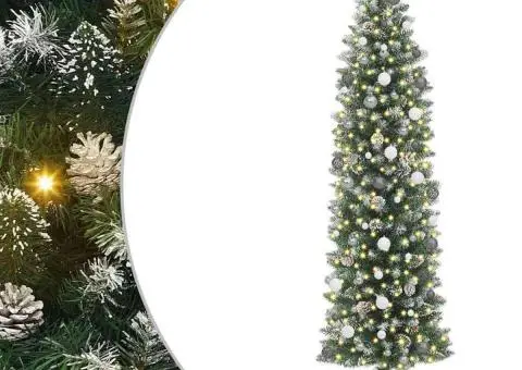 Copac Artificial Slăb de Crăciun Verde 240 cm PVC - 2/5