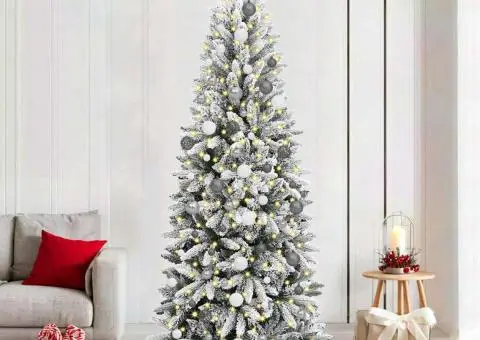 Brad de Crăciun artificial Alb 210 cm PVC - 1/5