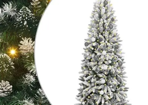 Brad de Crăciun artificial Alb 210 cm PVC - 2/5