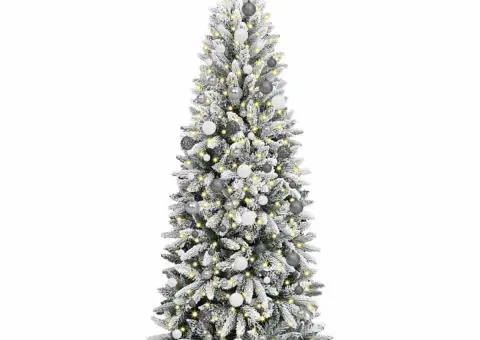 Brad de Crăciun artificial Alb 210 cm PVC - 4/5