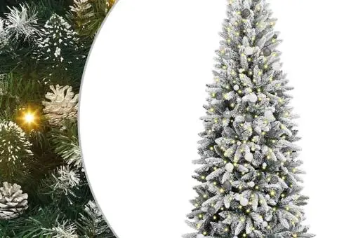 Brad de Crăciun artificial Alb 240 cm PVC - 2/5