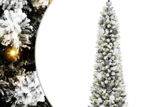 Brad de Crăciun subțire Alb 150 cm PVC - 2/5