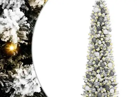 Brad de Crăciun subțire Alb 180 cm PVC - 2/5