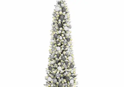 Brad de Crăciun subțire Alb 180 cm PVC - 3/5