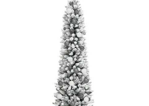 Brad de Crăciun subțire Alb 180 cm PVC - 5/5
