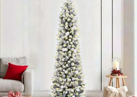 Brad de Crăciun subțire Alb 210 cm PVC - 1/5