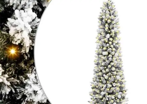 Brad de Crăciun subțire Alb 210 cm PVC - 2/5