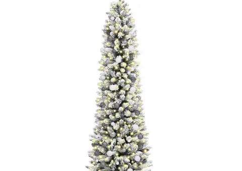 Brad de Crăciun subțire Alb 210 cm PVC - 3/5