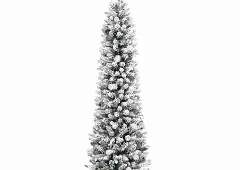 Brad de Crăciun subțire Alb 210 cm PVC - 5/5