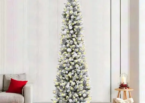 Brad de Crăciun subțire Alb 240 cm PVC - 1/5