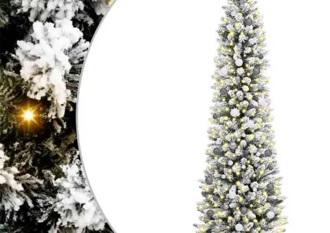 Brad de Crăciun subțire Alb 240 cm PVC - 2/5