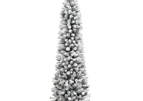 Brad de Crăciun subțire Alb 240 cm PVC - 5/5