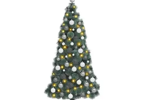 Brad de Crăciun artificial LED și set globuri Verde 150 cm PET - 2/5