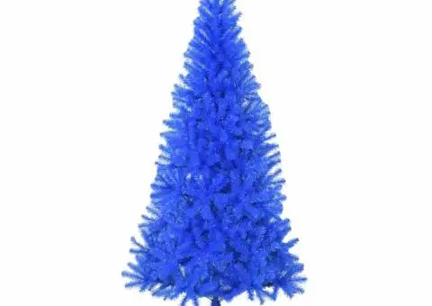 Brad Artificial Albastru cu LED și Set de Globuri - 180 cm PVC - 4/5