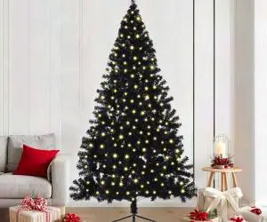 vidaXL Brad de Crăciun artificial Negru 210 cm PVC