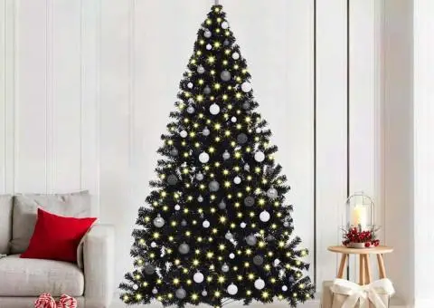 Brad de Crăciun artificial Negru 210 cm PVC - 1/5