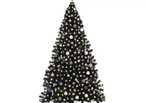 Brad de Crăciun artificial Negru 210 cm PVC - 3/5