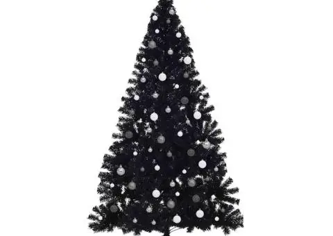 Brad de Crăciun cu lumini decorative cu coarde Negru 240 cm PVC - 5/5