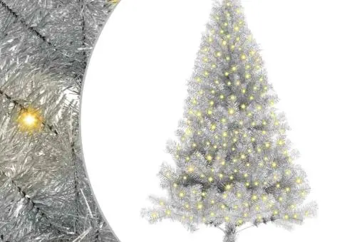 Brad de Crăciun artificial Argintiu 180 cm Oțel - 2/5