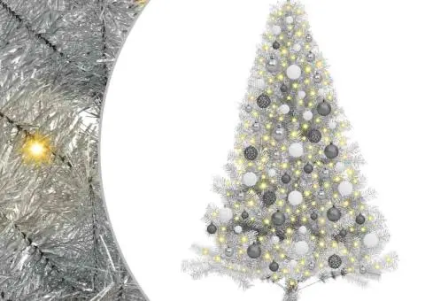 Brad de Crăciun artificial Argintiu 180 cm Oțel - 2/5