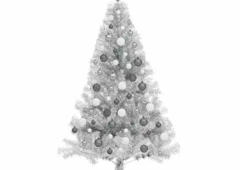 Brad de Crăciun artificial Argintiu 180 cm Oțel - 5/5