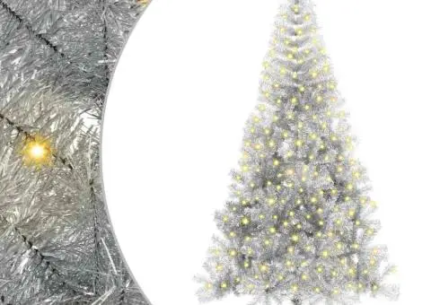 Brad de Crăciun artificial Argintiu 240 cm PET - 2/5