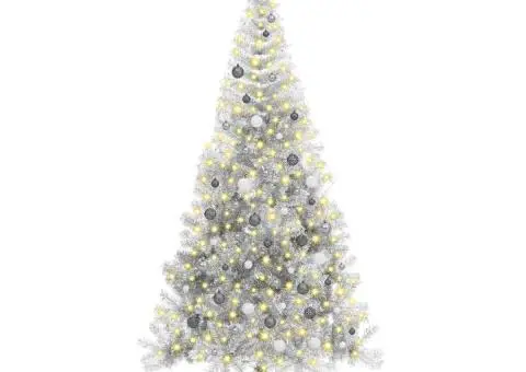 Brad de Crăciun artificial Argintiu 240 cm PET - 3/5