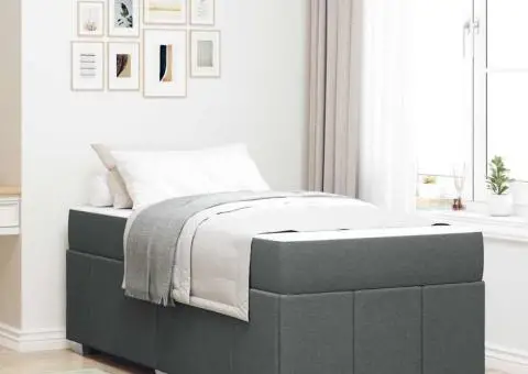 Cadru de pat Gri închis 80 x 200 cm țesătură - 1/5